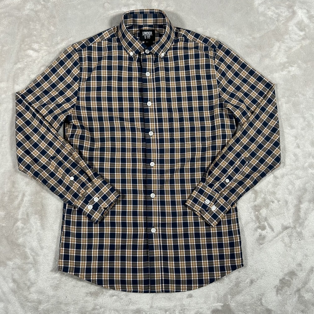 Under 510 Dress Shirt Mens XS Blue Plaid Lightweight Button Down Long Sleeve EUC - Picture 2 of 15